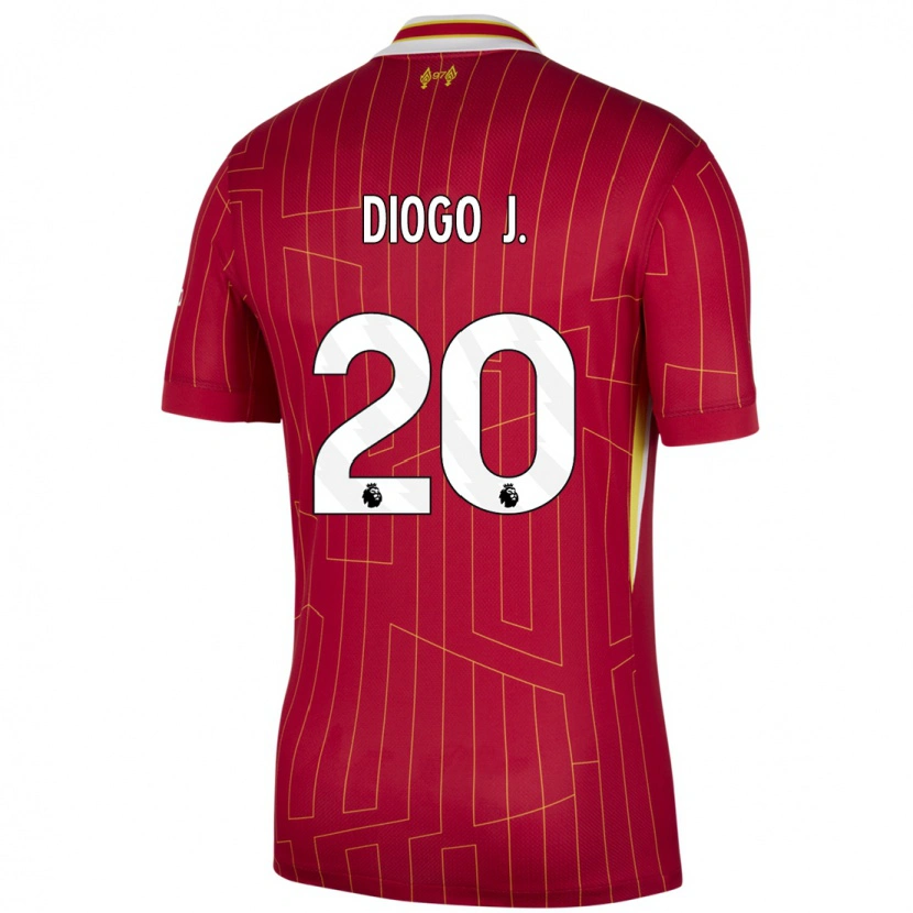 Danxen Kid Diogo Jota #20 Red Yellow White Home Jersey 2024/25 T-Shirt