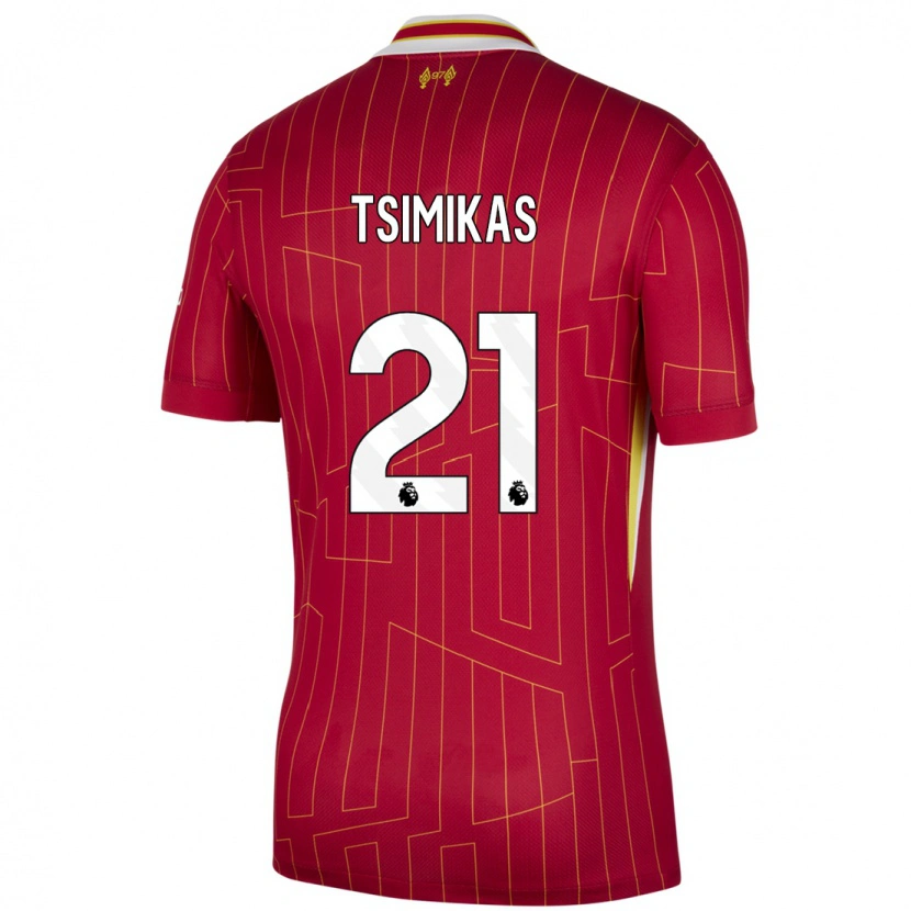 Danxen Kid Konstantinos Tsimikas #21 Red Yellow White Home Jersey 2024/25 T-Shirt