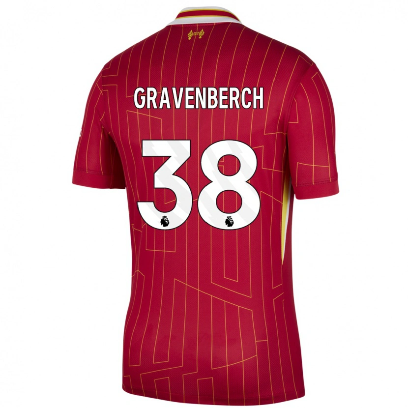 Danxen Kid Ryan Gravenberch #38 Red Yellow White Home Jersey 2024/25 T-Shirt