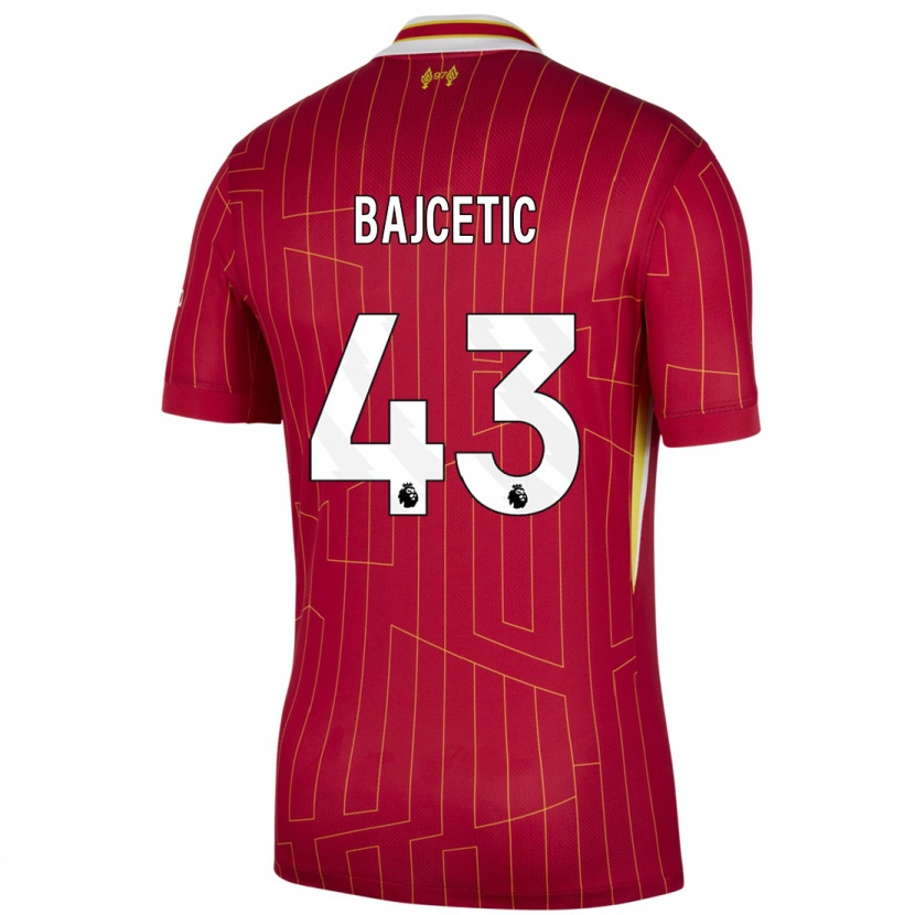 Danxen Kid Stefan Bajcetic #43 Red Yellow White Home Jersey 2024/25 T-Shirt