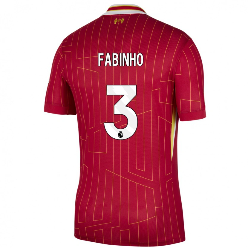 Danxen Kid Fabinho #3 Red Yellow White Home Jersey 2024/25 T-Shirt