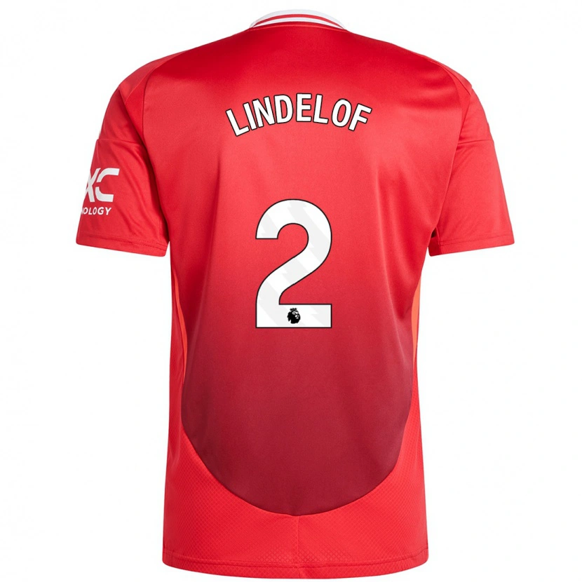 Danxen Kid Victor Lindelöf #2 Bright Red Home Jersey 2024/25 T-Shirt