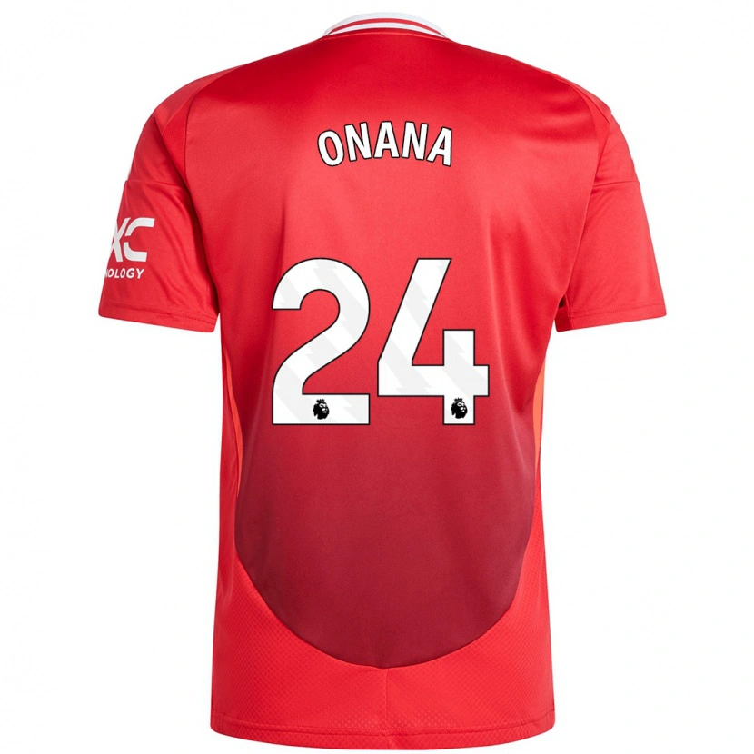 Danxen Kid André Onana #24 Bright Red Home Jersey 2024/25 T-Shirt