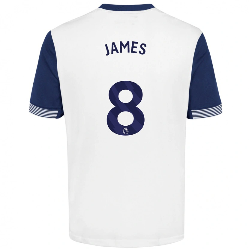 Danxen Kid Angharad James #8 White Blue Home Jersey 2024/25 T-Shirt