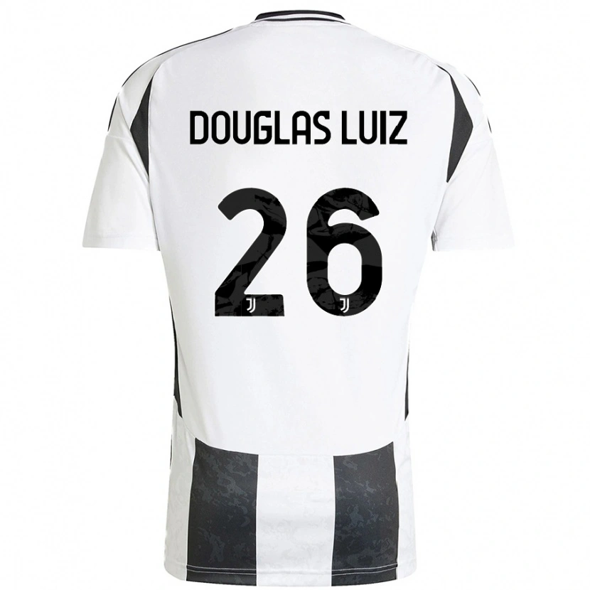 Danxen Kid Douglas Luiz #26 White Black Home Jersey 2024/25 T-Shirt