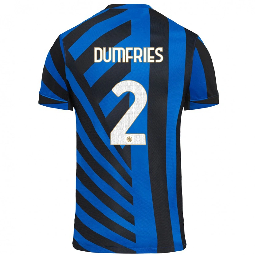 Danxen Kid Denzel Dumfries #2 Blue Black Home Jersey 2024/25 T-Shirt