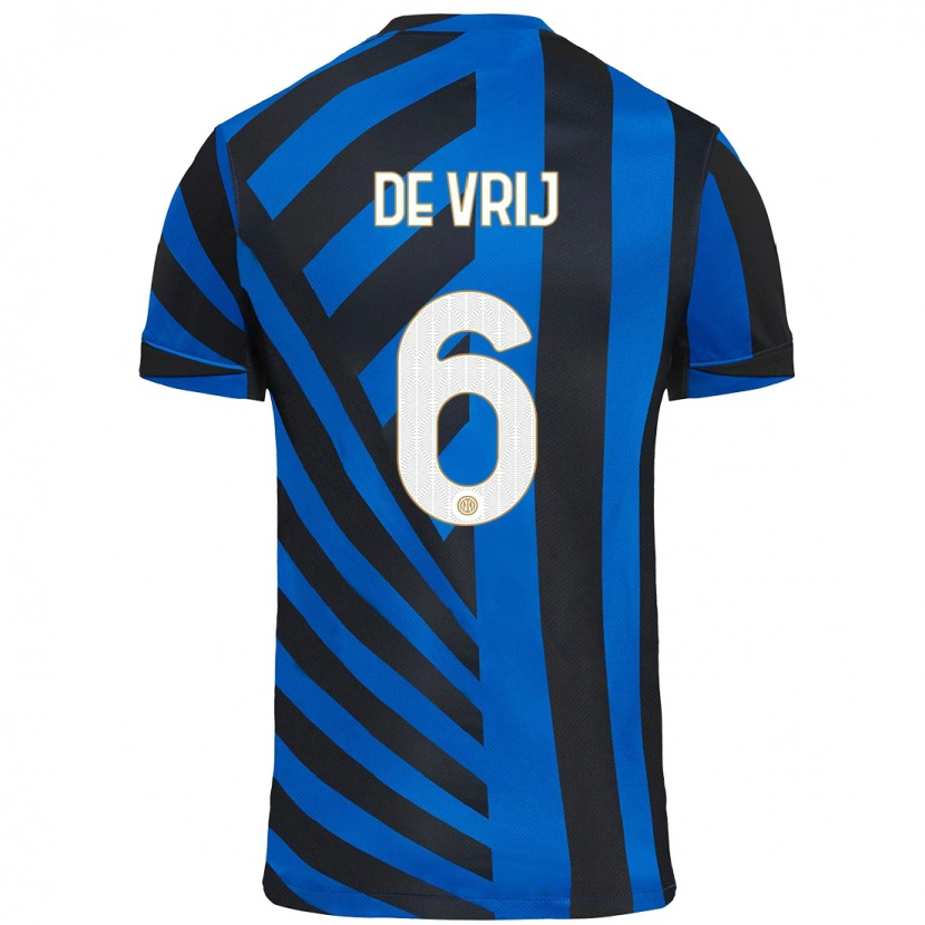 Danxen Kid Stefan De Vrij #6 Blue Black Home Jersey 2024/25 T-Shirt