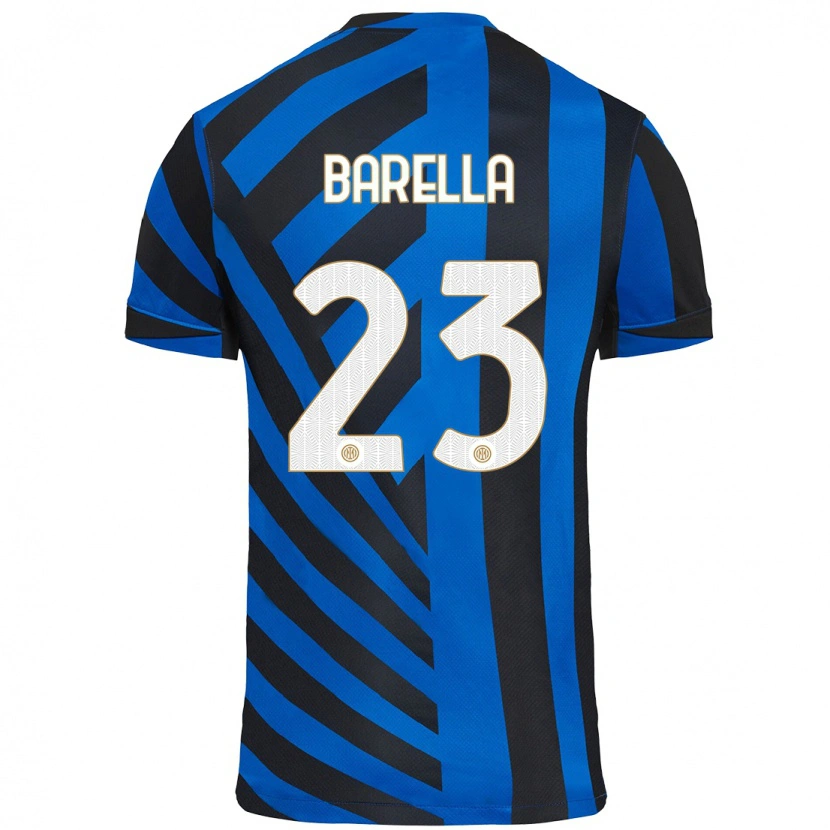 Danxen Kid Nicolò Barella #23 Blue Black Home Jersey 2024/25 T-Shirt