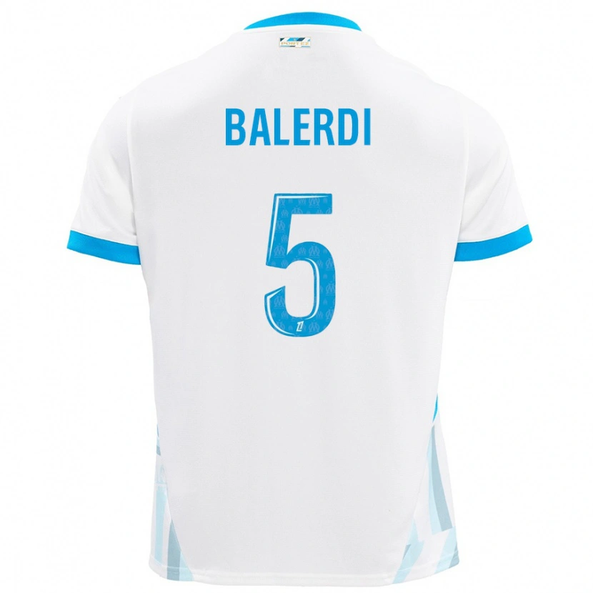 Danxen Kid Leonardo Balerdi #5 White Sky Blue Home Jersey 2024/25 T-Shirt