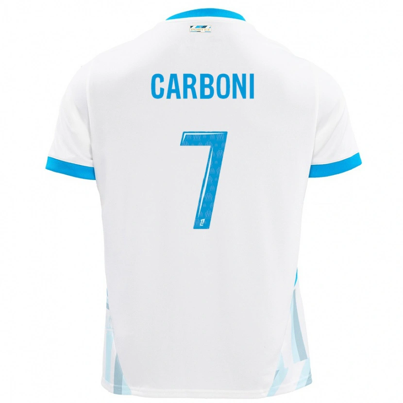 Danxen Kid Valentín Carboni #7 White Sky Blue Home Jersey 2024/25 T-Shirt