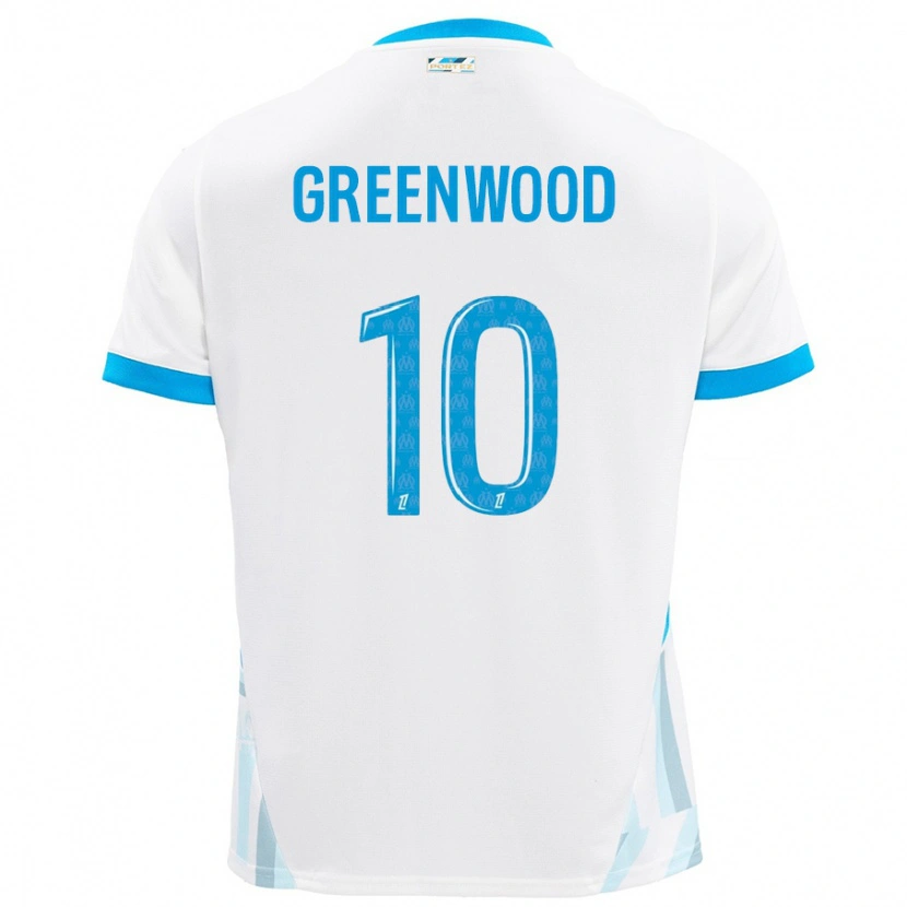 Danxen Kid Mason Greenwood #10 White Sky Blue Home Jersey 2024/25 T-Shirt