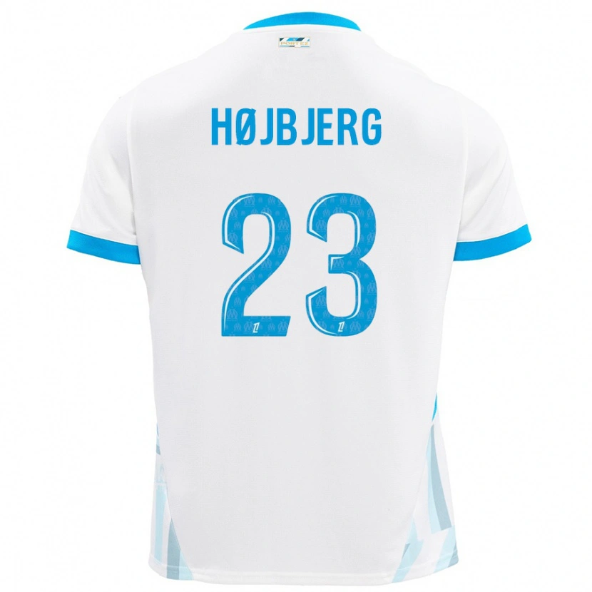 Danxen Kid Pierre-Emile Højbjerg #23 White Sky Blue Home Jersey 2024/25 T-Shirt