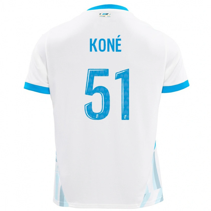 Danxen Kid Ismaël Koné #51 White Sky Blue Home Jersey 2024/25 T-Shirt