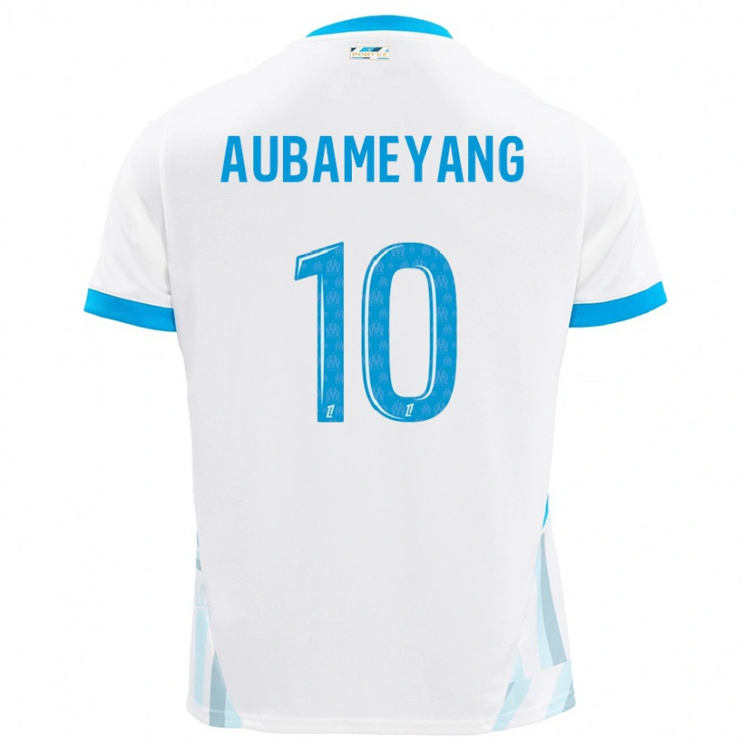 Danxen Kid Pierre-Emerick Aubameyang #10 White Sky Blue Home Jersey 2024/25 T-Shirt