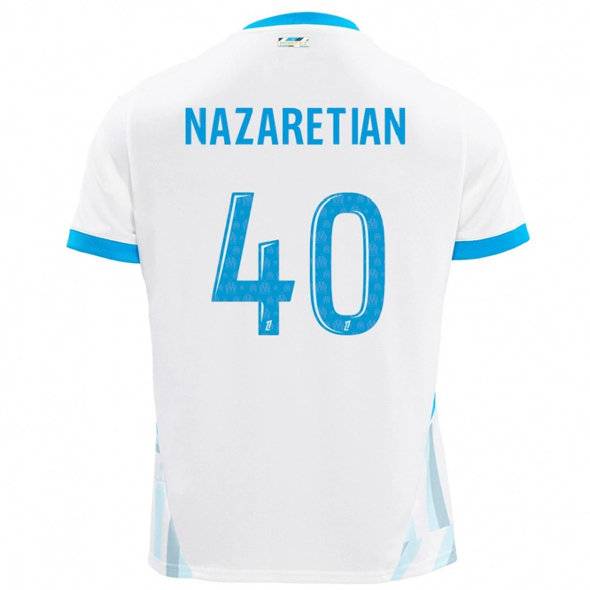 Danxen Kid Manuel Nazaretian #40 White Sky Blue Home Jersey 2024/25 T-Shirt