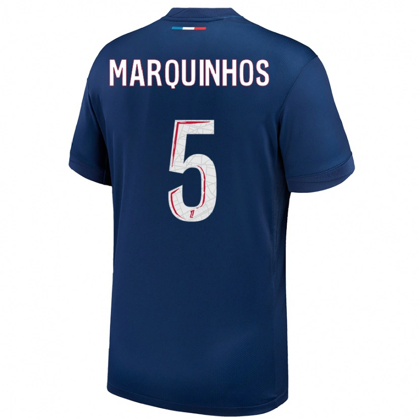 Danxen Kid Marquinhos #5 Navy Blue White Home Jersey 2024/25 T-Shirt