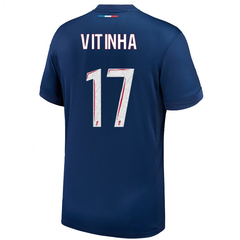 Danxen Kid Vitinha #17 Navy Blue White Home Jersey 2024/25 T-Shirt