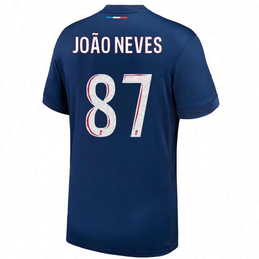 Danxen Kid João Neves #87 Navy Blue White Home Jersey 2024/25 T-Shirt