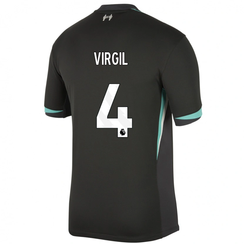 Danxen Kid Virgil Van Dijk #4 Black Anthracite White Away Jersey 2024/25 T-Shirt