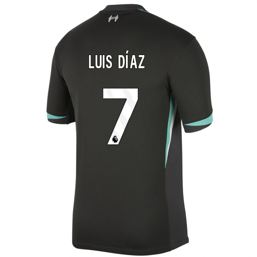 Danxen Kid Luis Díaz #7 Black Anthracite White Away Jersey 2024/25 T-Shirt