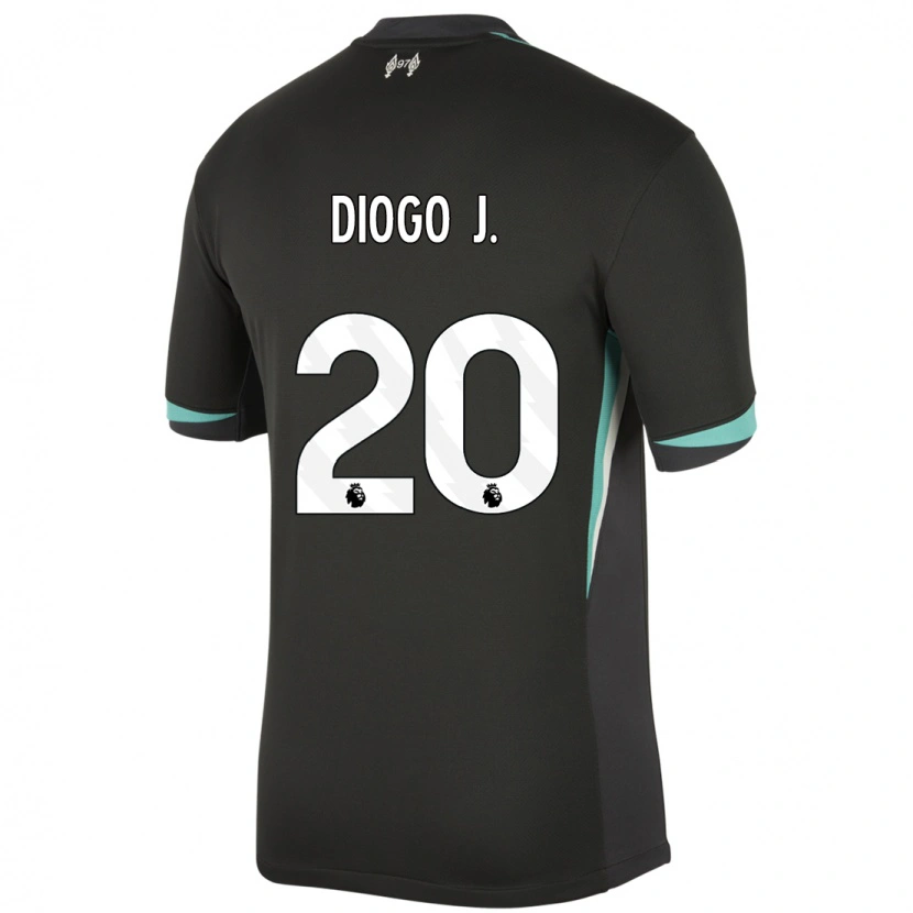 Danxen Kid Diogo Jota #20 Black Anthracite White Away Jersey 2024/25 T-Shirt