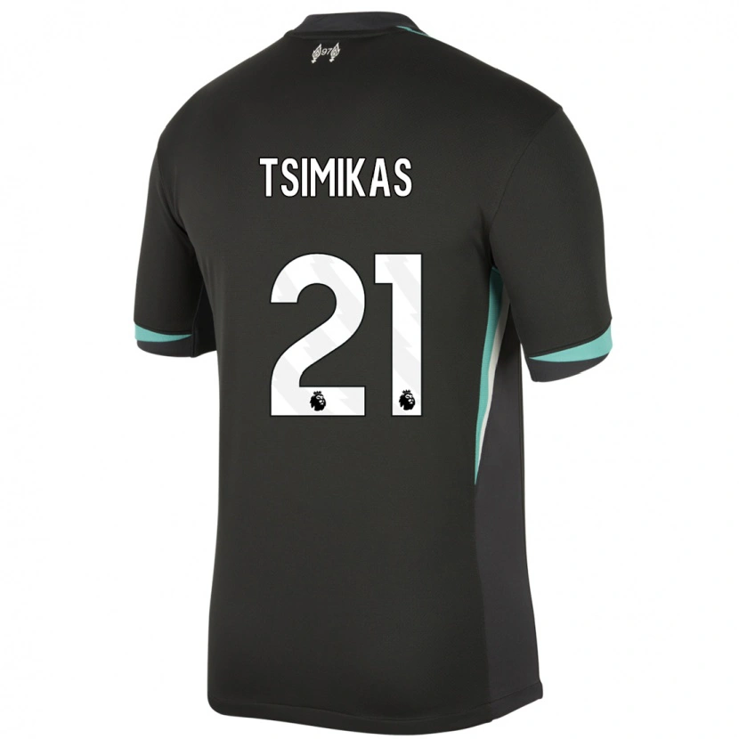 Danxen Kid Konstantinos Tsimikas #21 Black Anthracite White Away Jersey 2024/25 T-Shirt