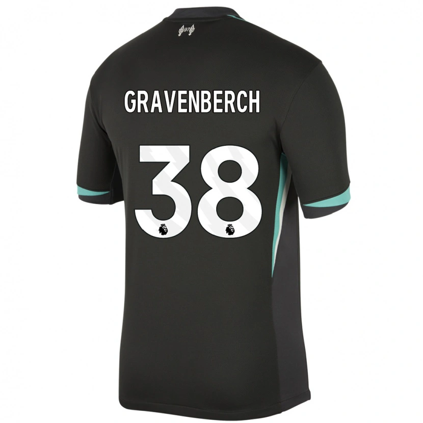 Danxen Kid Ryan Gravenberch #38 Black Anthracite White Away Jersey 2024/25 T-Shirt