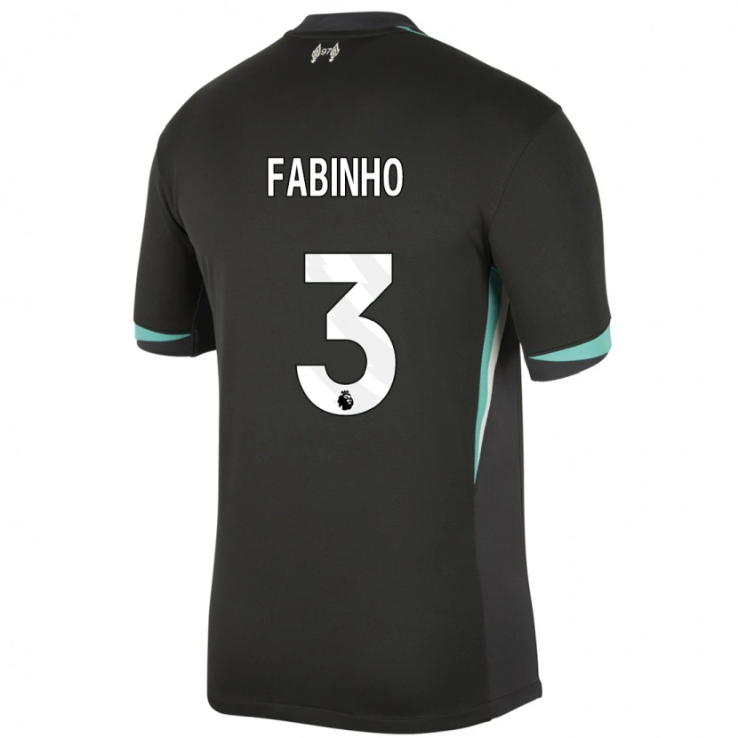 Danxen Kid Fabinho #3 Black Anthracite White Away Jersey 2024/25 T-Shirt