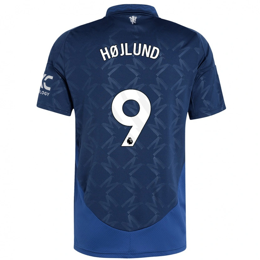 Danxen Kid Rasmus Højlund #9 Indigo Away Jersey 2024/25 T-Shirt