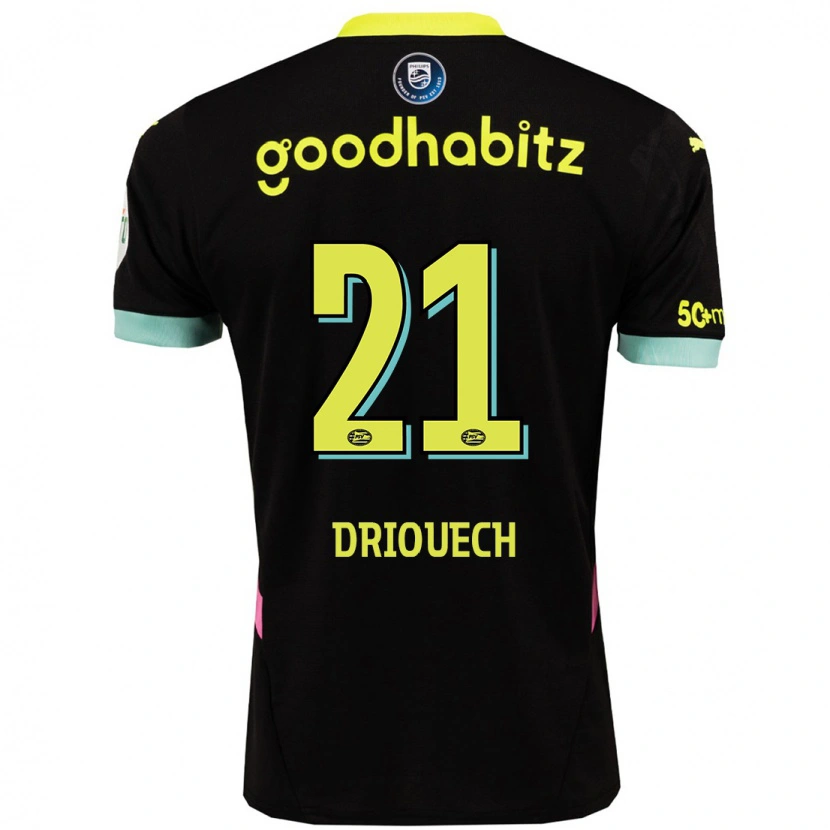 Danxen Kid Couhaib Driouech #21 Black Yellow Away Jersey 2024/25 T-Shirt