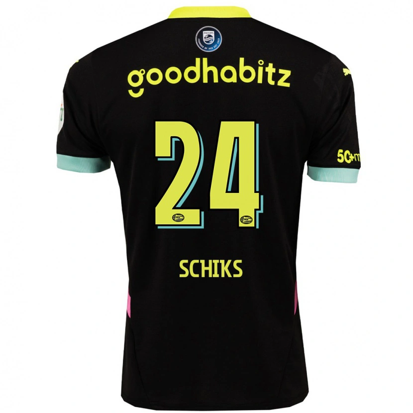 Danxen Kid Niek Schiks #24 Black Yellow Away Jersey 2024/25 T-Shirt