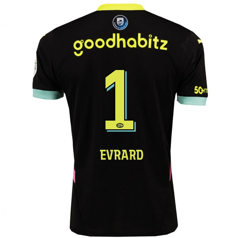 Danxen Kid Nicky Evrard #1 Black Yellow Away Jersey 2024/25 T-Shirt