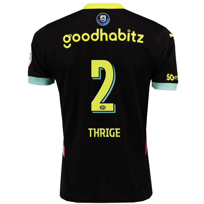 Danxen Kid Sara Thrige #2 Black Yellow Away Jersey 2024/25 T-Shirt