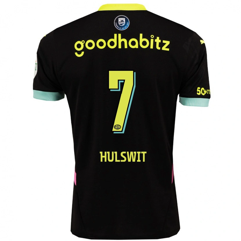 Danxen Kid Zera Hulswit #7 Black Yellow Away Jersey 2024/25 T-Shirt