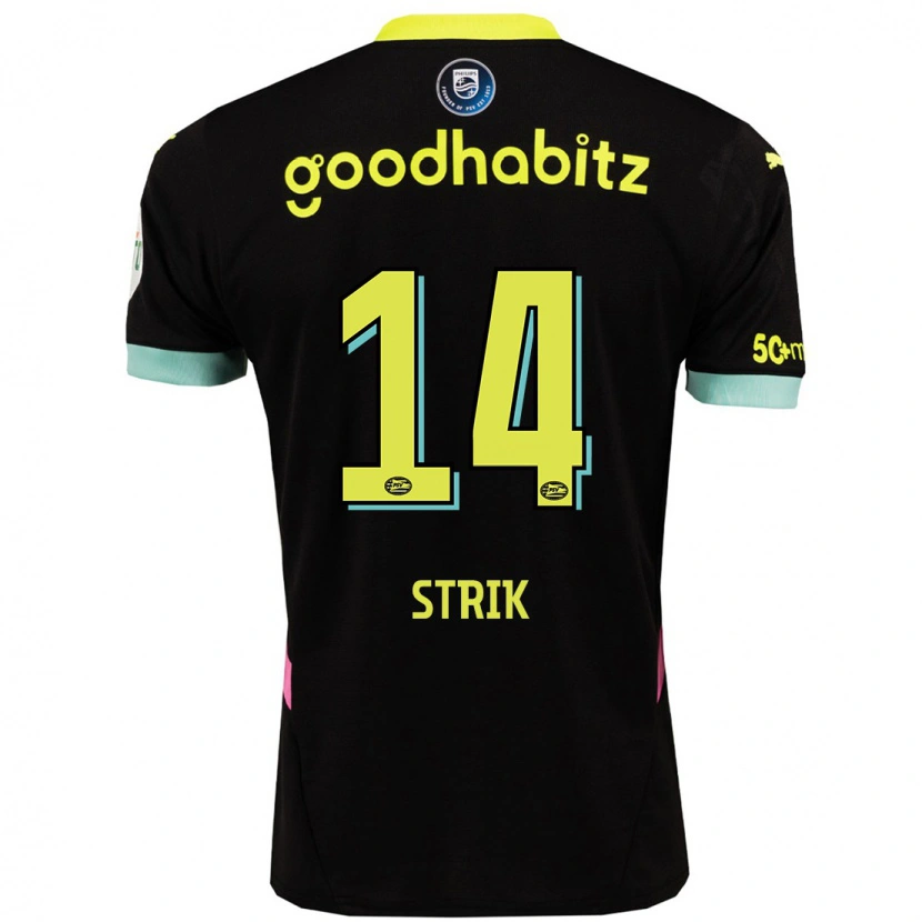 Danxen Kid Laura Strik #14 Black Yellow Away Jersey 2024/25 T-Shirt