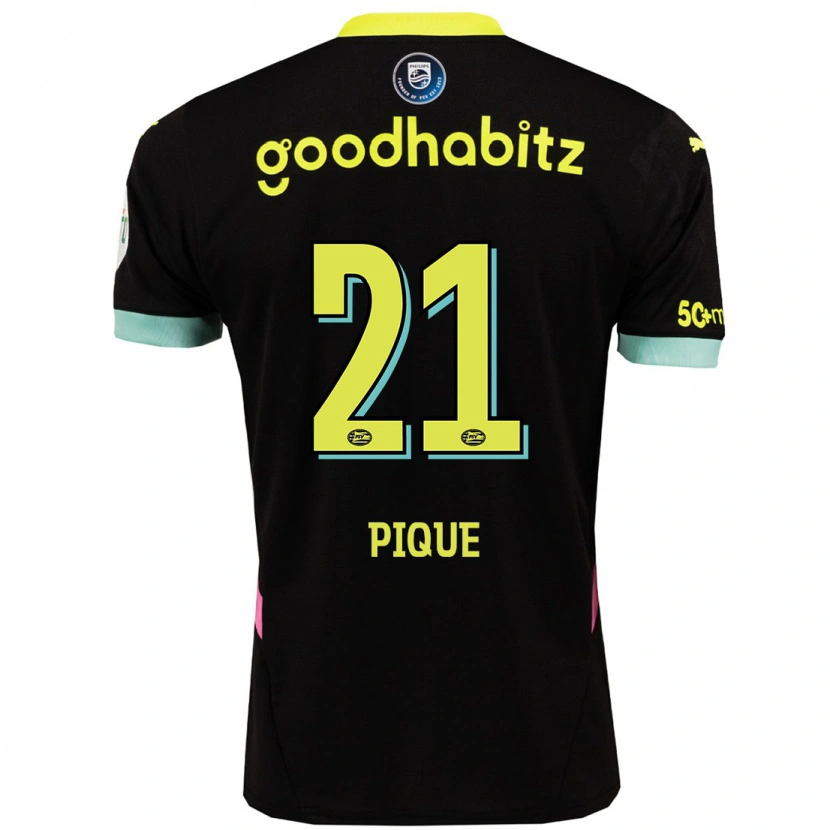 Danxen Kid Naomi Piqué #21 Black Yellow Away Jersey 2024/25 T-Shirt