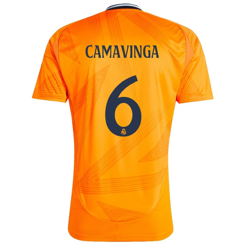 Danxen Kid Eduardo Camavinga #6 Orange Away Jersey 2024/25 T-Shirt