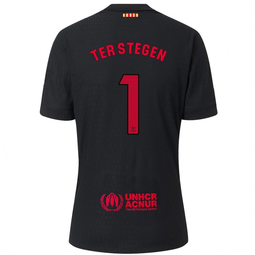 Danxen Kid Marc-André Ter Stegen #1 Black Red Away Jersey 2024/25 T-Shirt