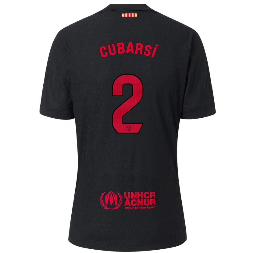 Danxen Kid Pau Cubarsí #2 Black Red Away Jersey 2024/25 T-Shirt