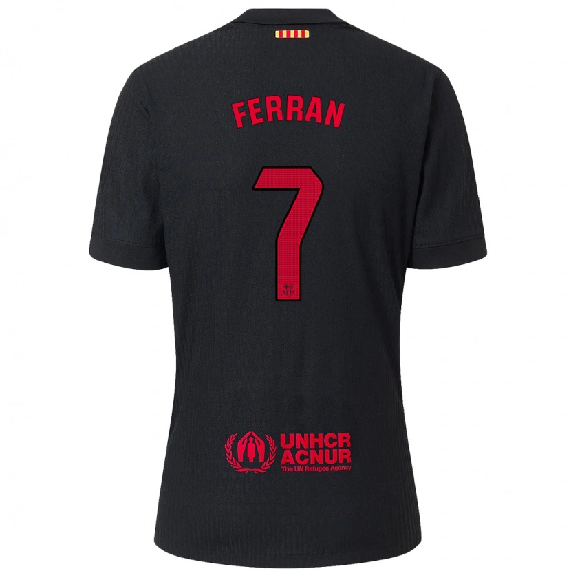 Danxen Kid Ferran Torres #7 Black Red Away Jersey 2024/25 T-Shirt