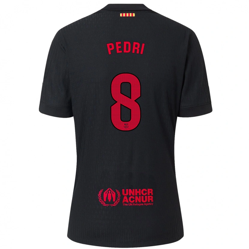 Danxen Kid Pedri #8 Black Red Away Jersey 2024/25 T-Shirt