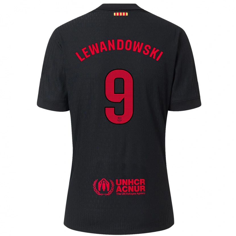 Danxen Kid Robert Lewandowski #9 Black Red Away Jersey 2024/25 T-Shirt