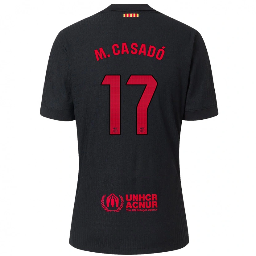 Danxen Kid Marc Casadó #17 Black Red Away Jersey 2024/25 T-Shirt