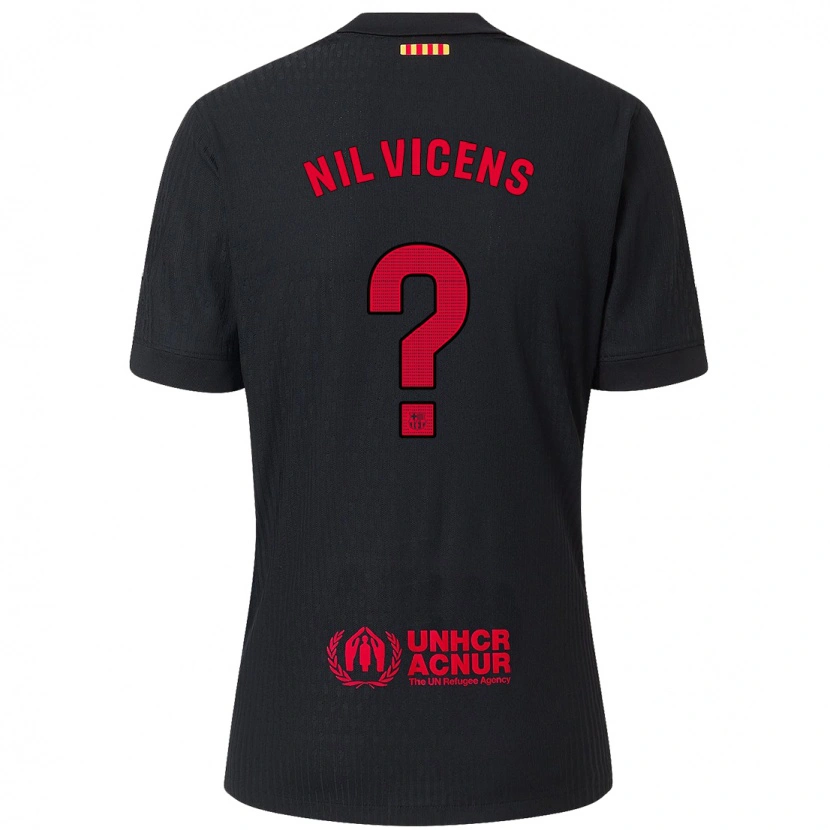 Danxen Kid Nil Vicens #0 Black Red Away Jersey 2024/25 T-Shirt