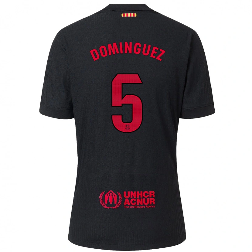 Danxen Kid Sergi Domínguez #5 Black Red Away Jersey 2024/25 T-Shirt