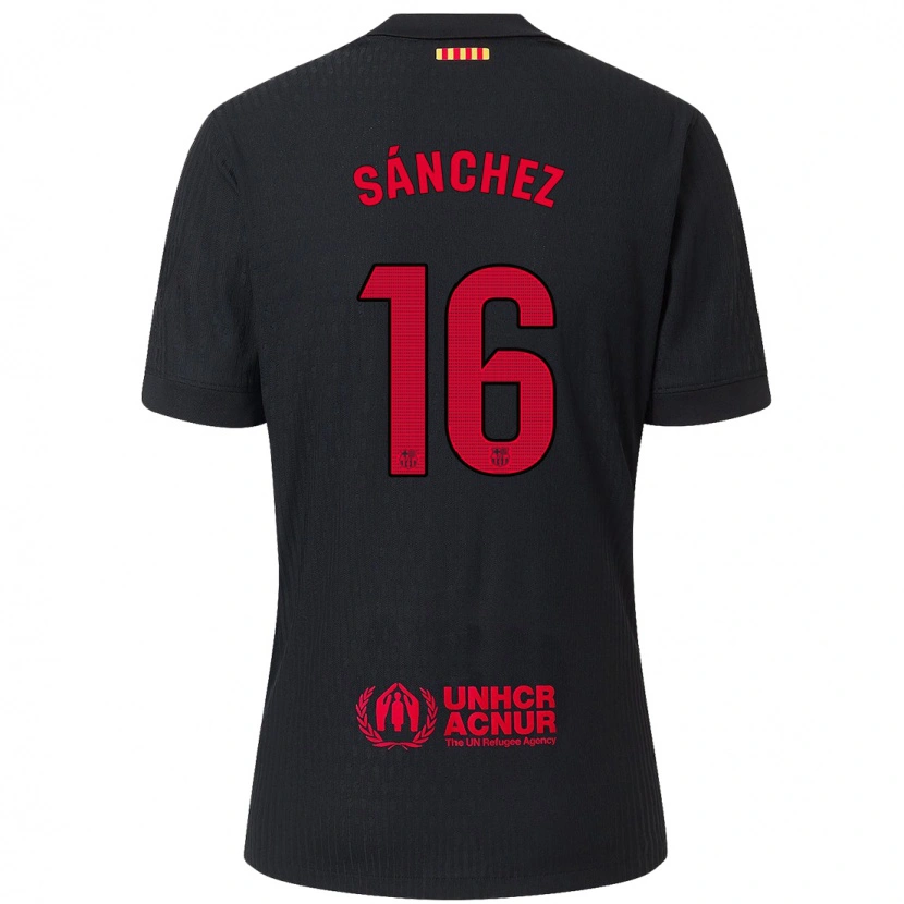 Danxen Kid Edu Sánchez #16 Black Red Away Jersey 2024/25 T-Shirt