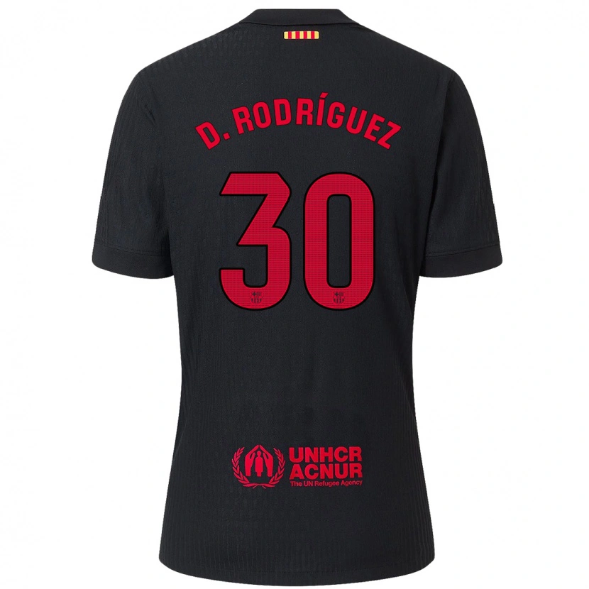 Danxen Kid Dani Rodríguez #30 Black Red Away Jersey 2024/25 T-Shirt