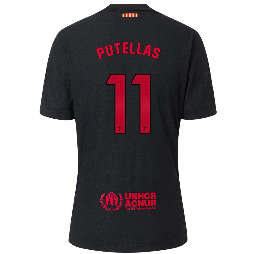 Danxen Kid Alexia Putellas #11 Black Red Away Jersey 2024/25 T-Shirt