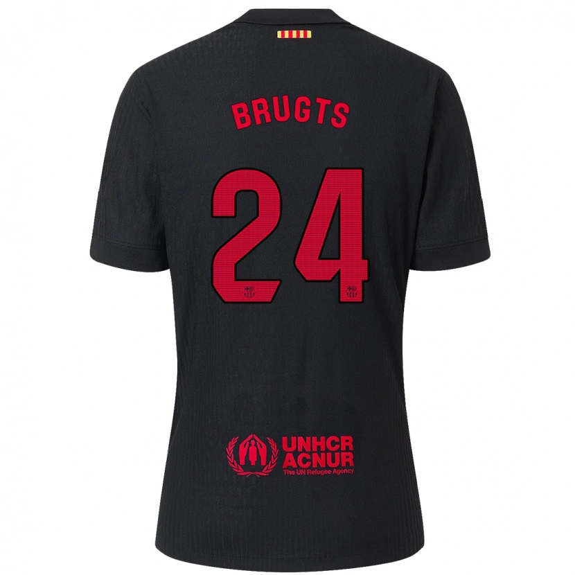 Danxen Kid Esmee Brugts #24 Black Red Away Jersey 2024/25 T-Shirt