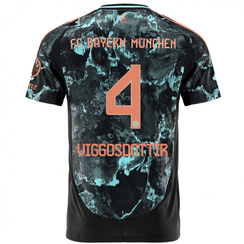 Danxen Kid Glódís Perla Viggósdóttir #4 Black Away Jersey 2024/25 T-Shirt